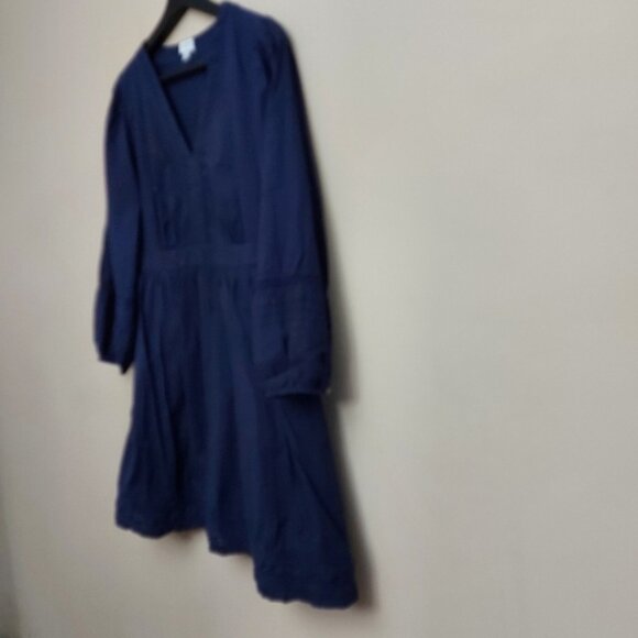 J.Crew Blue V-neck Mini dress With Trim in Navy Boho Peasant Size Small - Picture 8 of 16